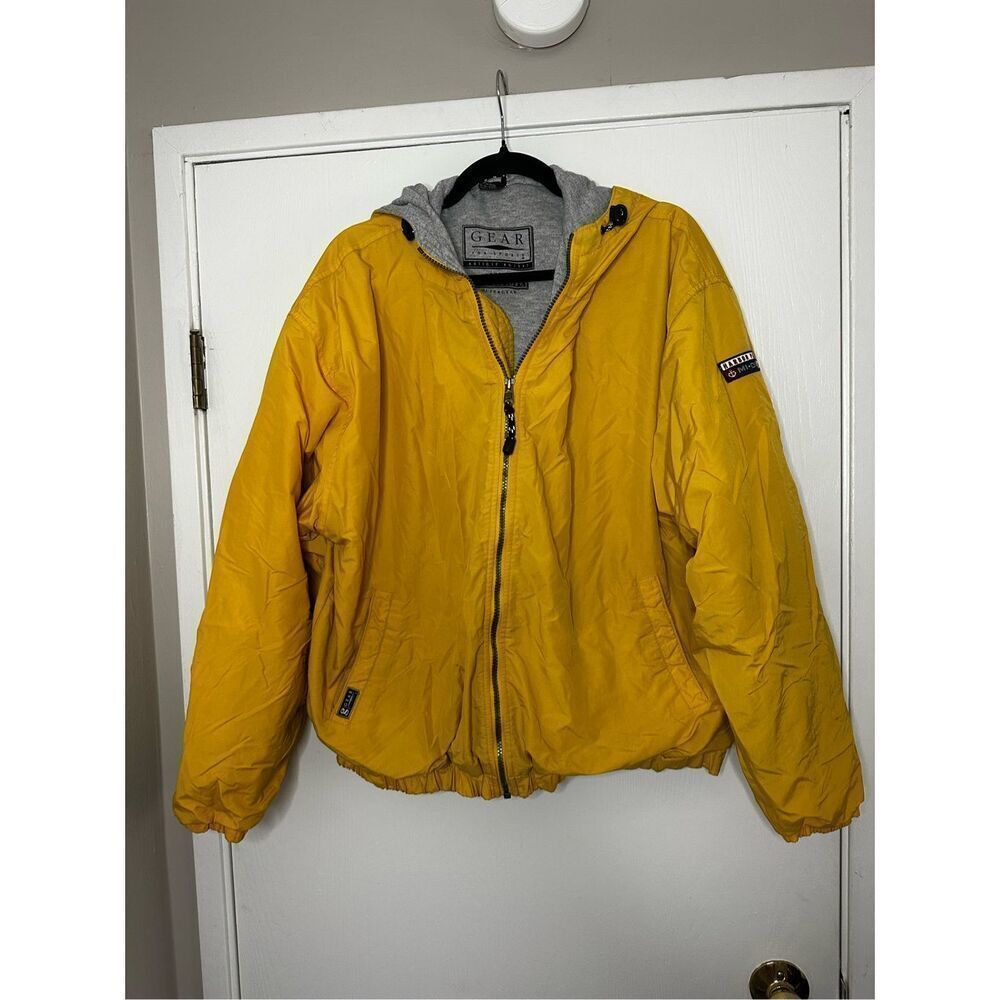 Gear Womens Outer Gear Yellow Hooded Full Zip Lined Jacket Size Large